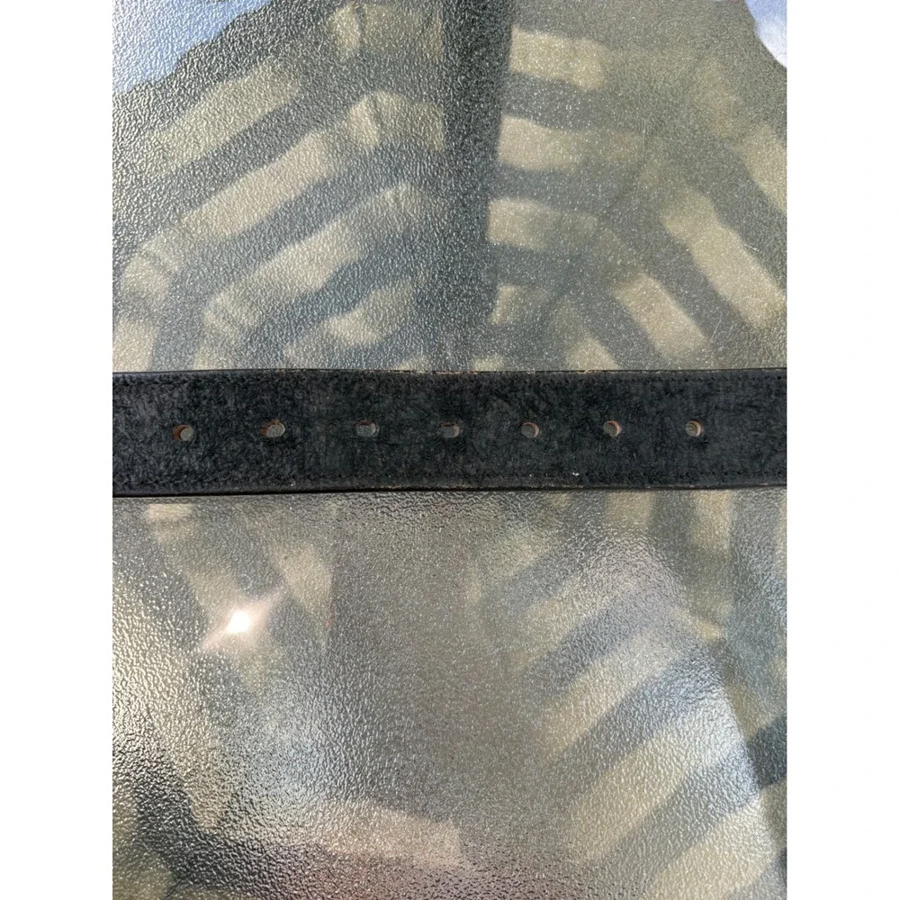 Mens Black Leather Work Belt USA Made Heavy Duty Roller Buckle Size 44N 1.5 Inch
